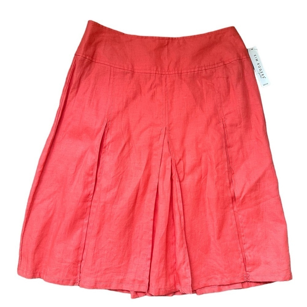 Kim Rogers‎ Signature 100% linen skirt coral size 8p petite NWT coastal grandma